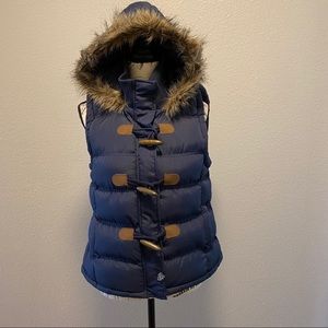 Tokyo Laundry Hooded Puffer Vest Zip Faux Fur